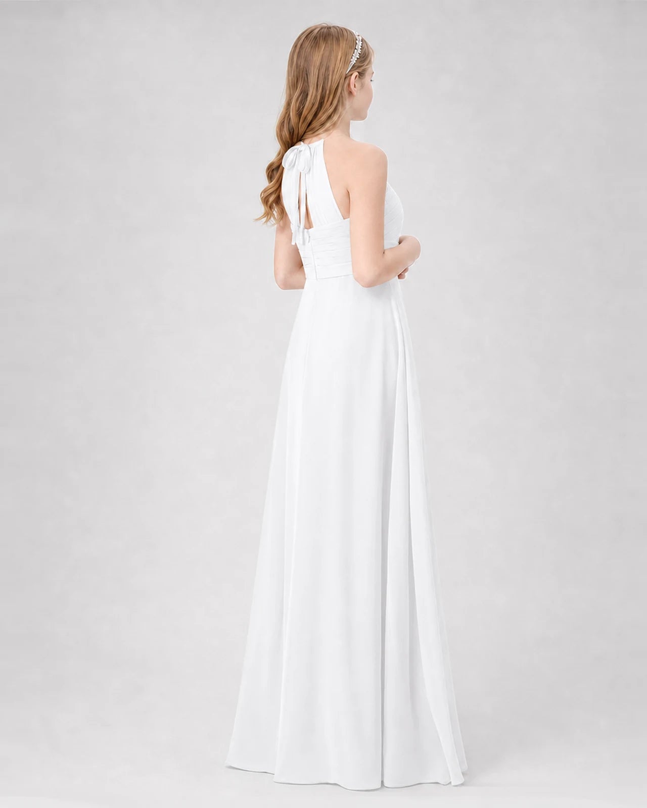 White A-line Junior Bridesmaid Dresses Back