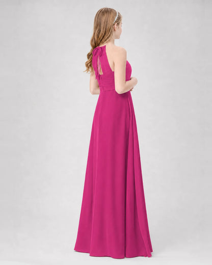 Hot pink A-line Junior Bridesmaid Dresses Back