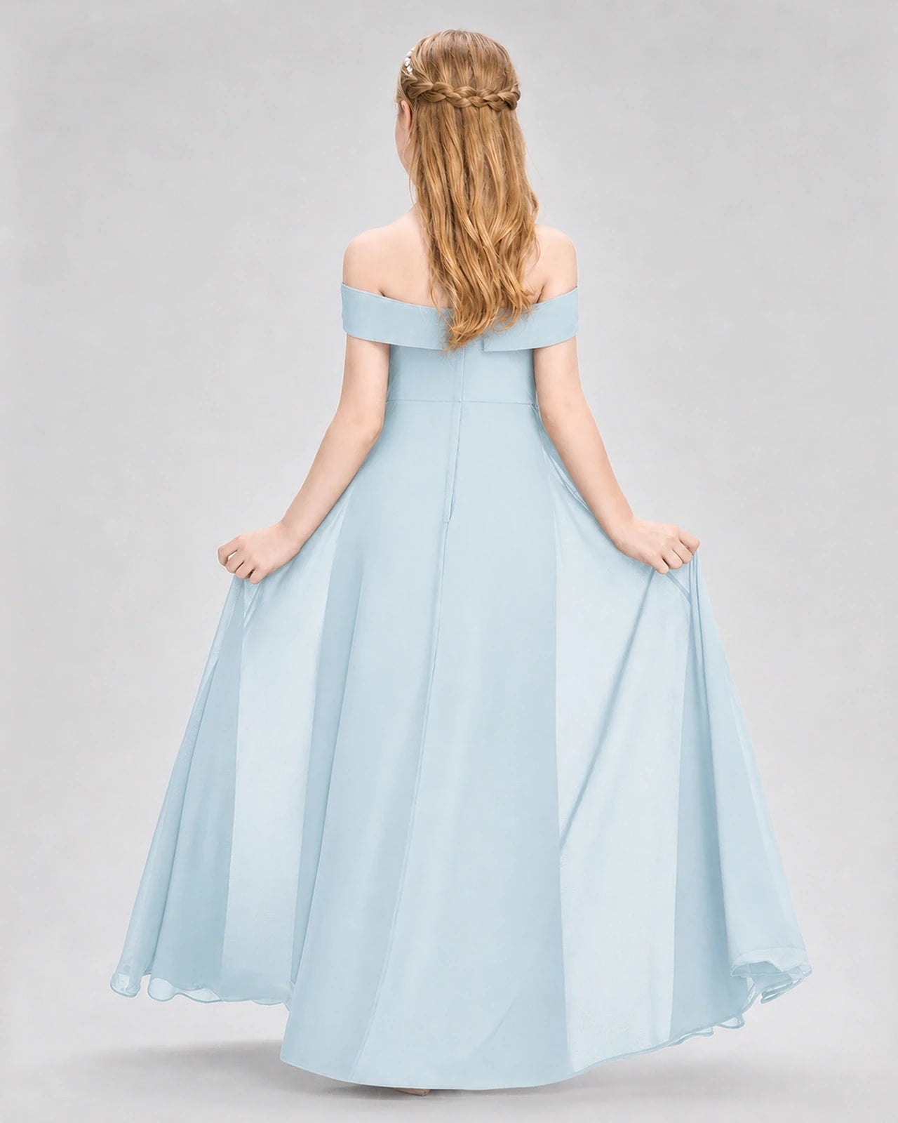 Dideyttawl Off the Shoulder Chiffon Junior Bridesmaid Dress