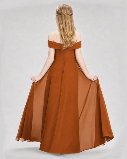Dideyttawl Off the Shoulder Chiffon Junior Bridesmaid Dress