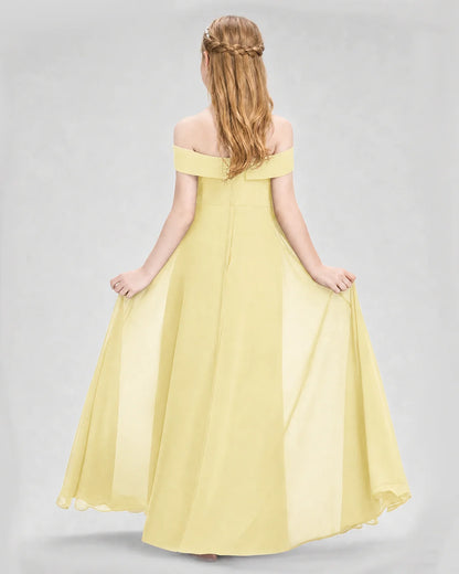 Dideyttawl Off the Shoulder Chiffon Junior Bridesmaid Dress