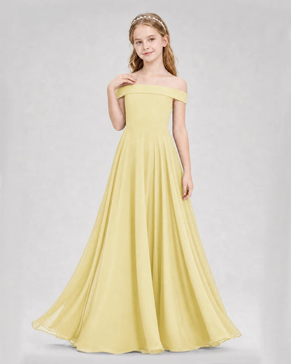 Dideyttawl Off the Shoulder Chiffon Junior Bridesmaid Dress