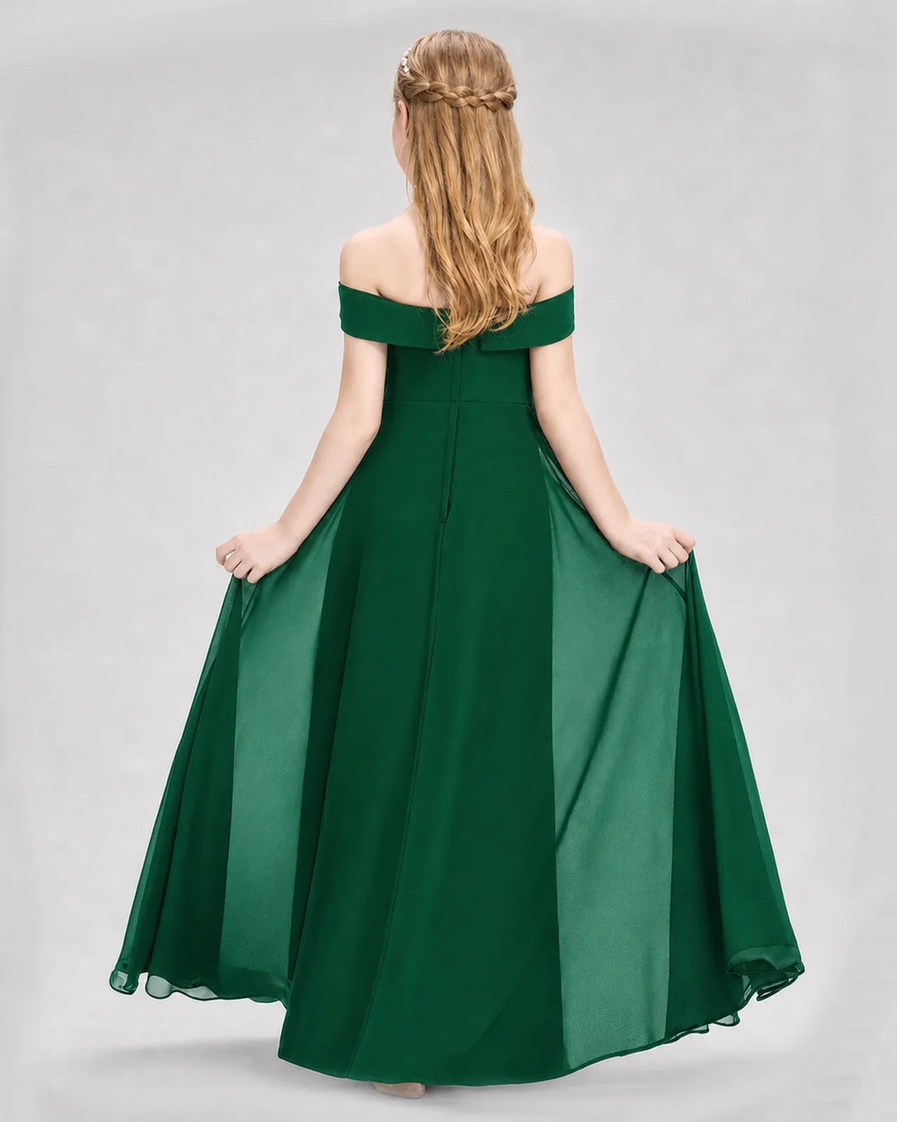 Dideyttawl Off the Shoulder Chiffon Junior Bridesmaid Dress