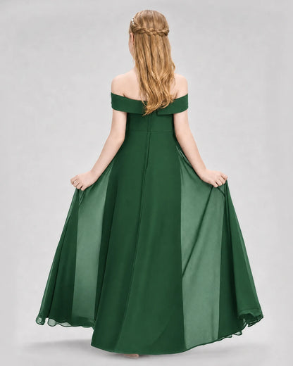 Dideyttawl Off the Shoulder Chiffon Junior Bridesmaid Dress