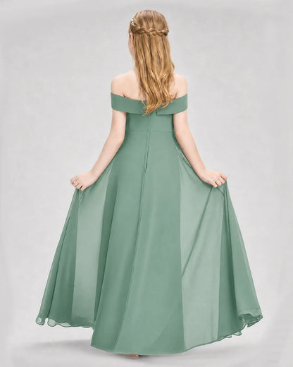 Dideyttawl Off the Shoulder Chiffon Junior Bridesmaid Dress