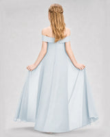 Mist Chiffon Off-the-Shoulder Junior Bridesmaid Dresses Back View