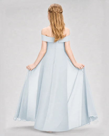 Dideyttawl Off the Shoulder Chiffon Junior Bridesmaid Dress
