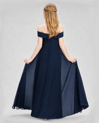 Dideyttawl Off the Shoulder Chiffon Junior Bridesmaid Dress