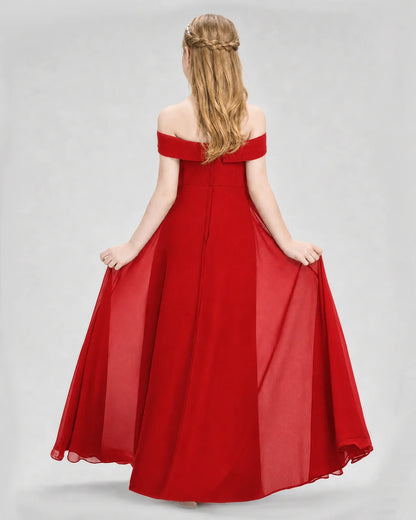 Dideyttawl Off the Shoulder Chiffon Junior Bridesmaid Dress