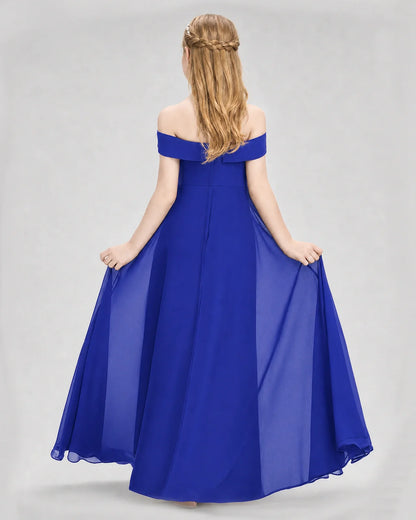 Dideyttawl Off the Shoulder Chiffon Junior Bridesmaid Dress
