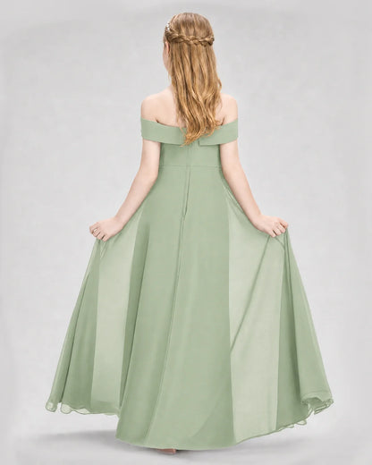 Dideyttawl Off the Shoulder Chiffon Junior Bridesmaid Dress
