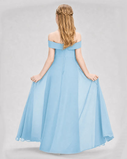 Dideyttawl Off the Shoulder Chiffon Junior Bridesmaid Dress