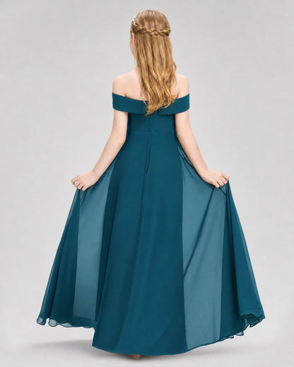 Dideyttawl Off the Shoulder Chiffon Junior Bridesmaid Dress