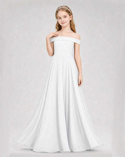 Dideyttawl Off the Shoulder Chiffon Junior Bridesmaid Dress