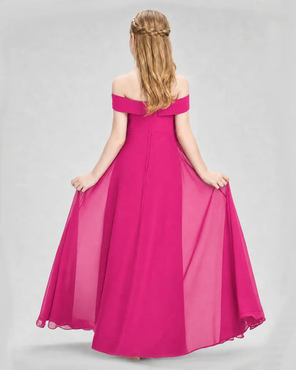Dideyttawl Off the Shoulder Chiffon Junior Bridesmaid Dress