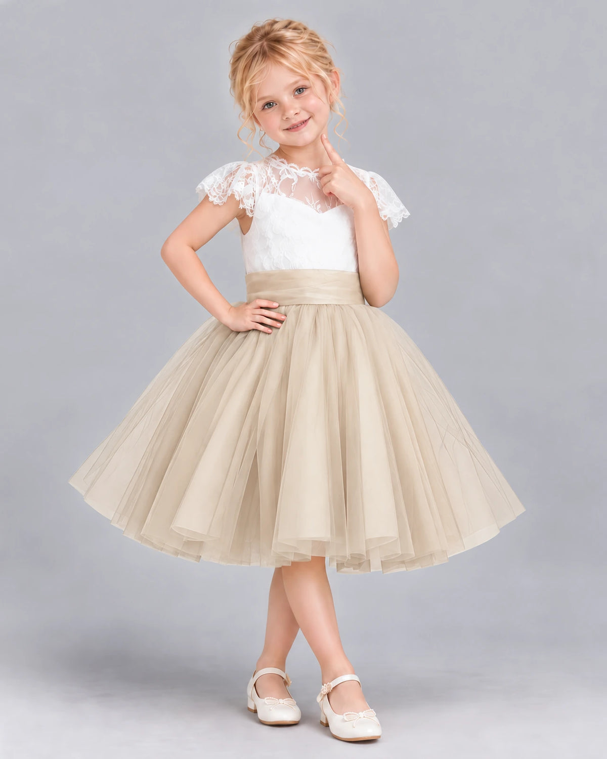 Champagne Ball Gown Girls Formal Dress Front