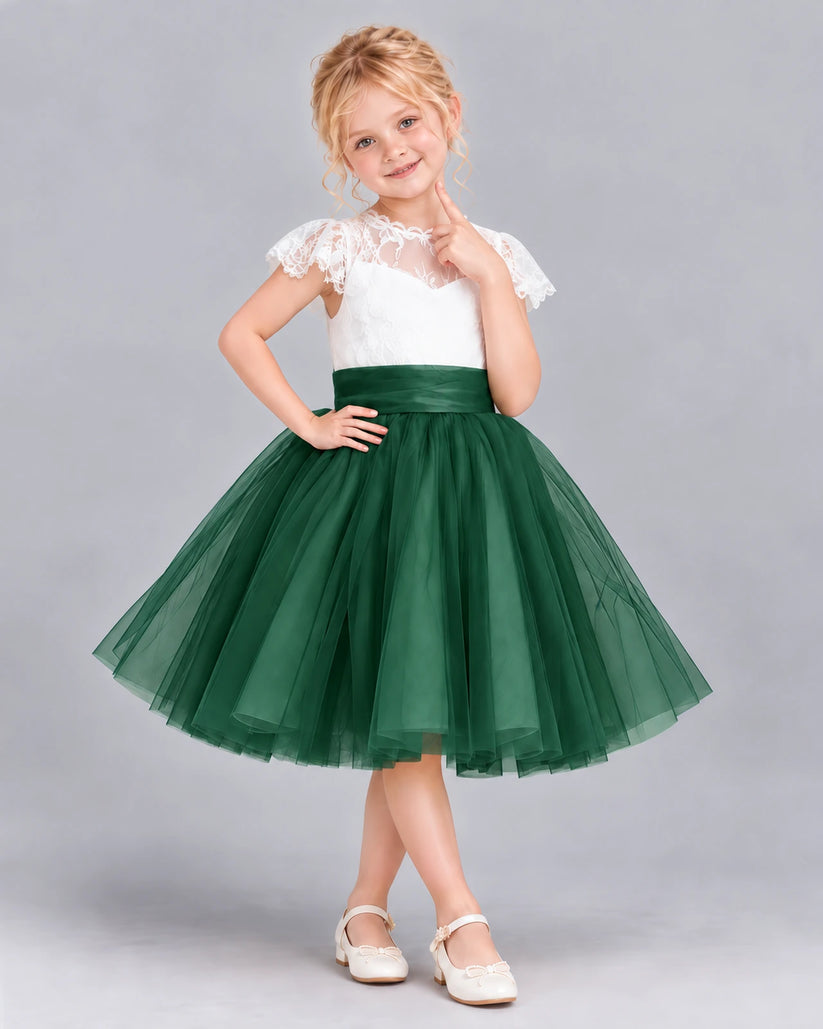 Dark Green Ball Gown Girls Formal Dress Front