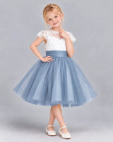 Dusty Blue Ball Gown Girls Formal Dress Front