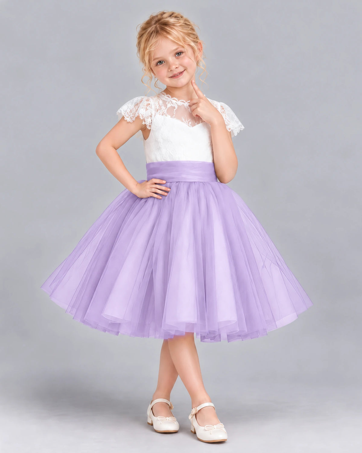 Lilac Ball Gown Girls Formal Dress Front