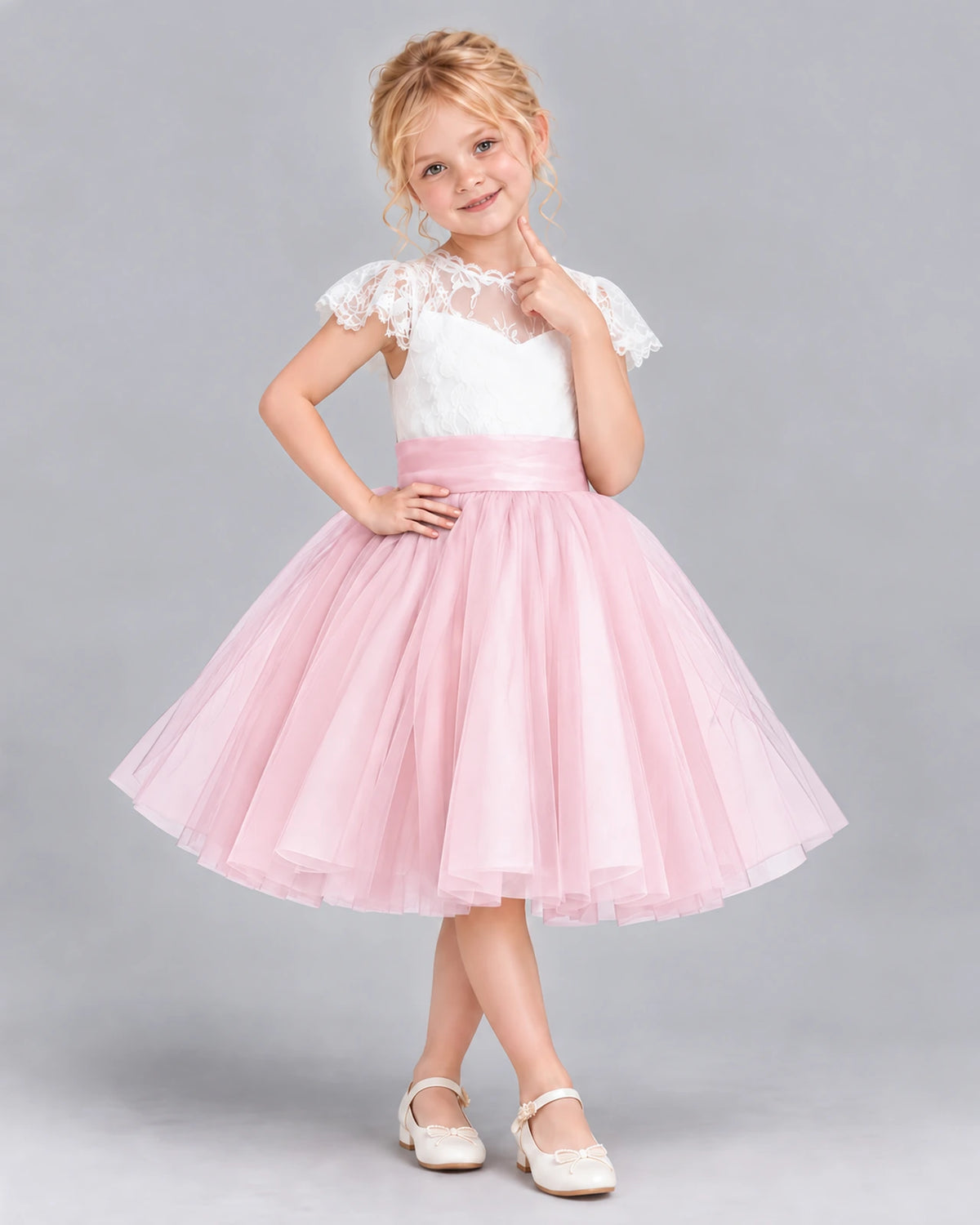 Pink Ball Gown Girls Formal Dress Front