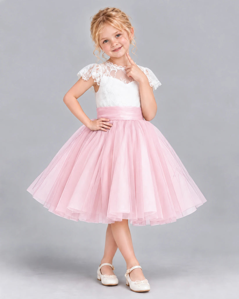Pink Ball Gown Girls Formal Dress Front