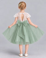Sage Green Ball Gown Girls Formal Dress Back [Shared]