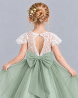 Sage Green Ball Gown Girls Formal Dress Back_Detail [Shared]