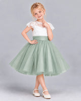 Sage Green Ball Gown Girls Formal Dress Front