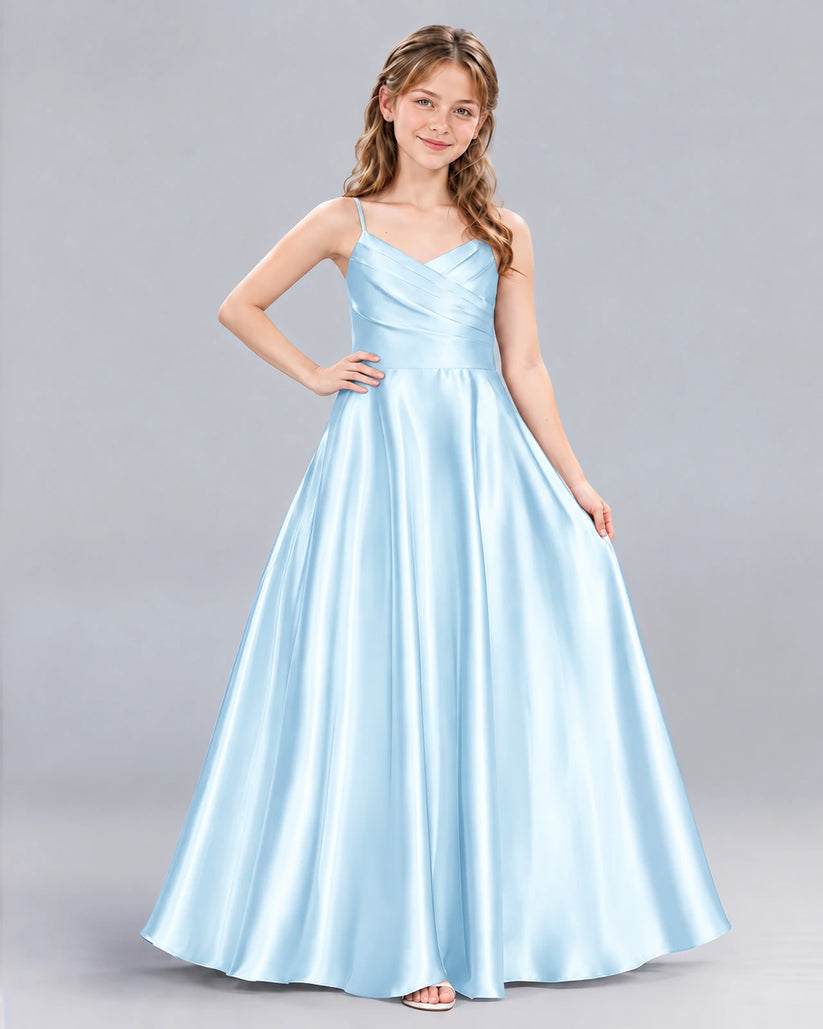 Baby Blue A-line Junior Bridesmaid Dress Front