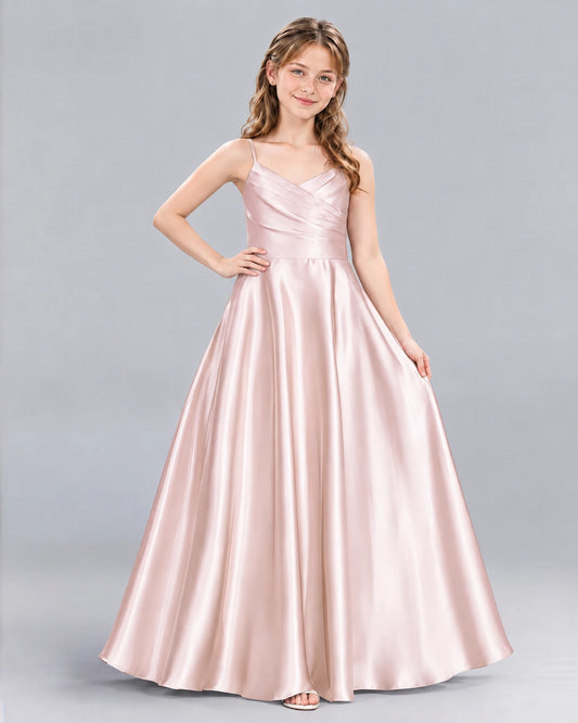 Blush Pink A-line Junior Bridesmaid Dress Front