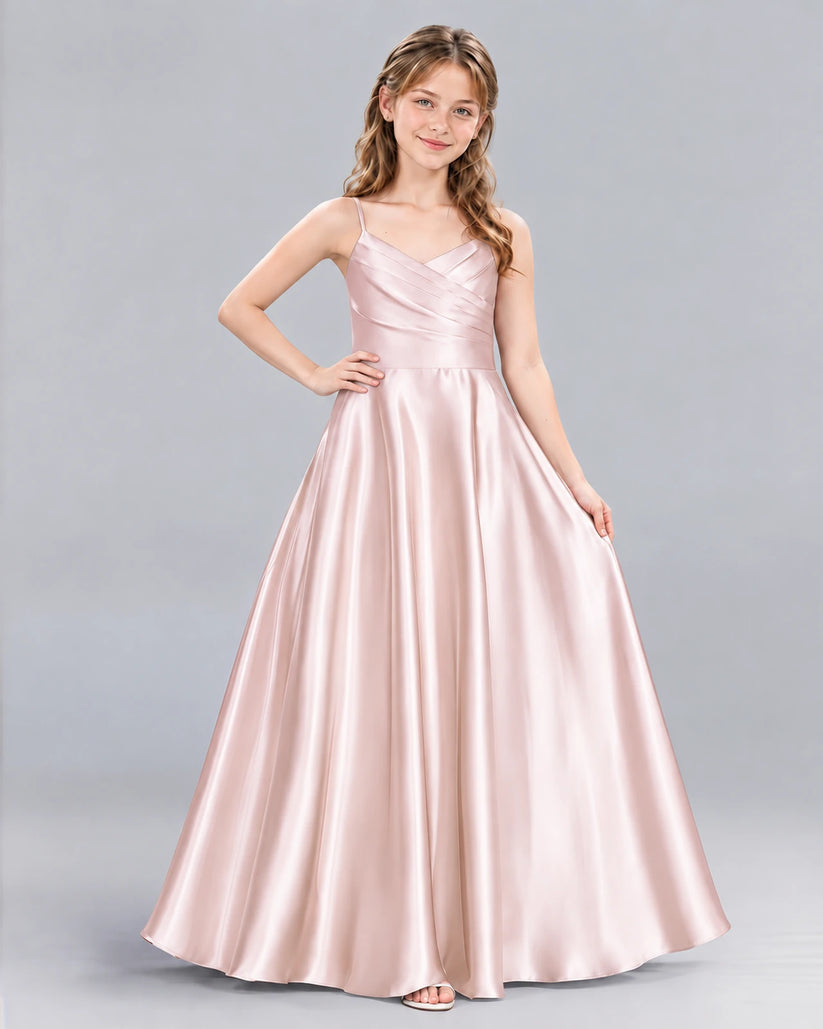 Blush Pink A-line Junior Bridesmaid Dress Front