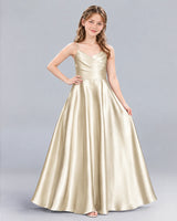 Champagne A-line Junior Bridesmaid Dress Front