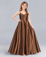 Chocolate A-line Junior Bridesmaid Dress Front