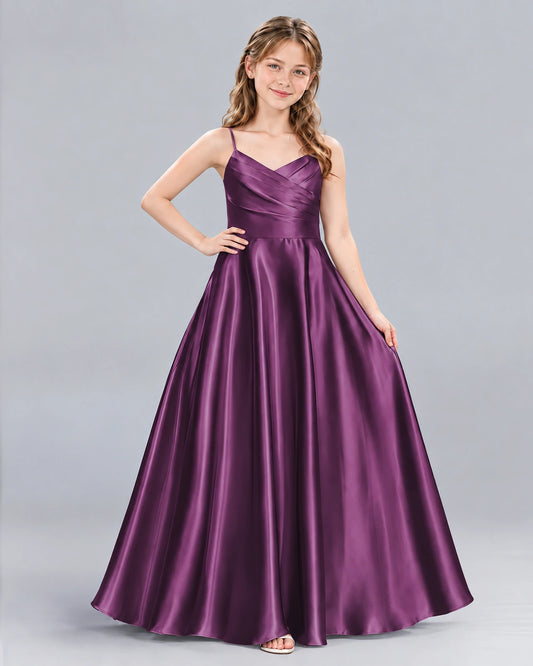 Grape A-line Junior Bridesmaid Dress Front
