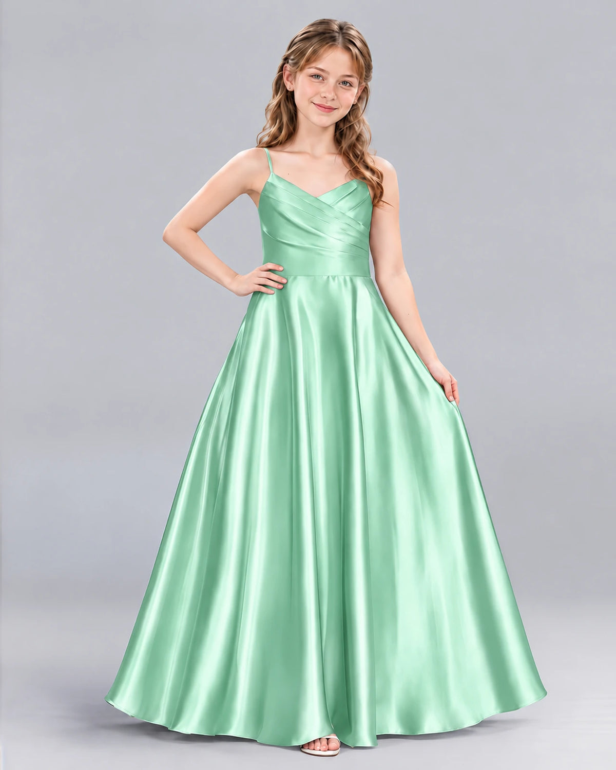 Mint Green A-line Junior Bridesmaid Dress Front