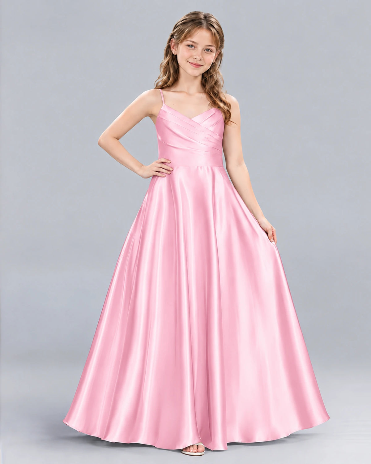 Pink A-line Junior Bridesmaid Dress Front