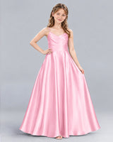Pink A-line Junior Bridesmaid Dress Front