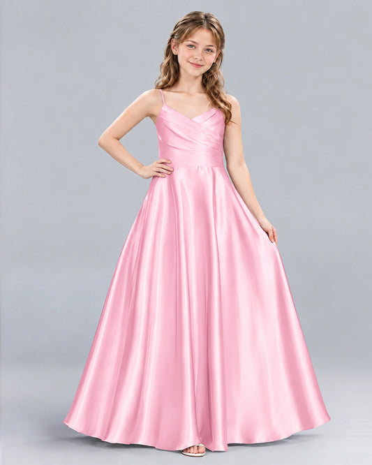 Pink A-line Junior Bridesmaid Dress Front