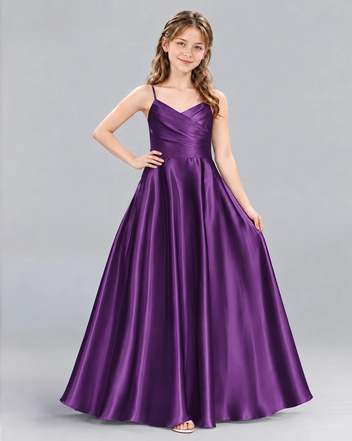 Purple A-line Junior Bridesmaid Dress Front