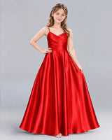 Red A-line Junior Bridesmaid Dress Front
