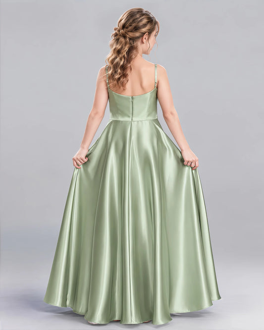Sage Green A-line Junior Bridesmaid Dress Back [Shared]