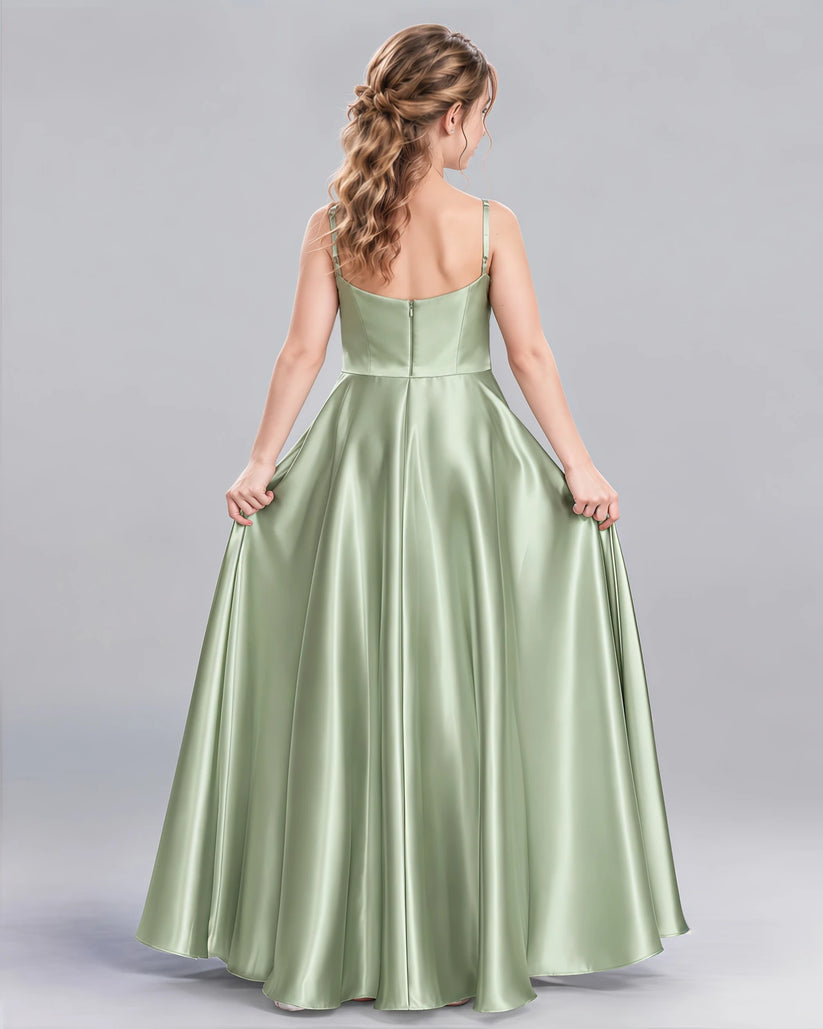 Sage Green A-line Junior Bridesmaid Dress Back [Shared]