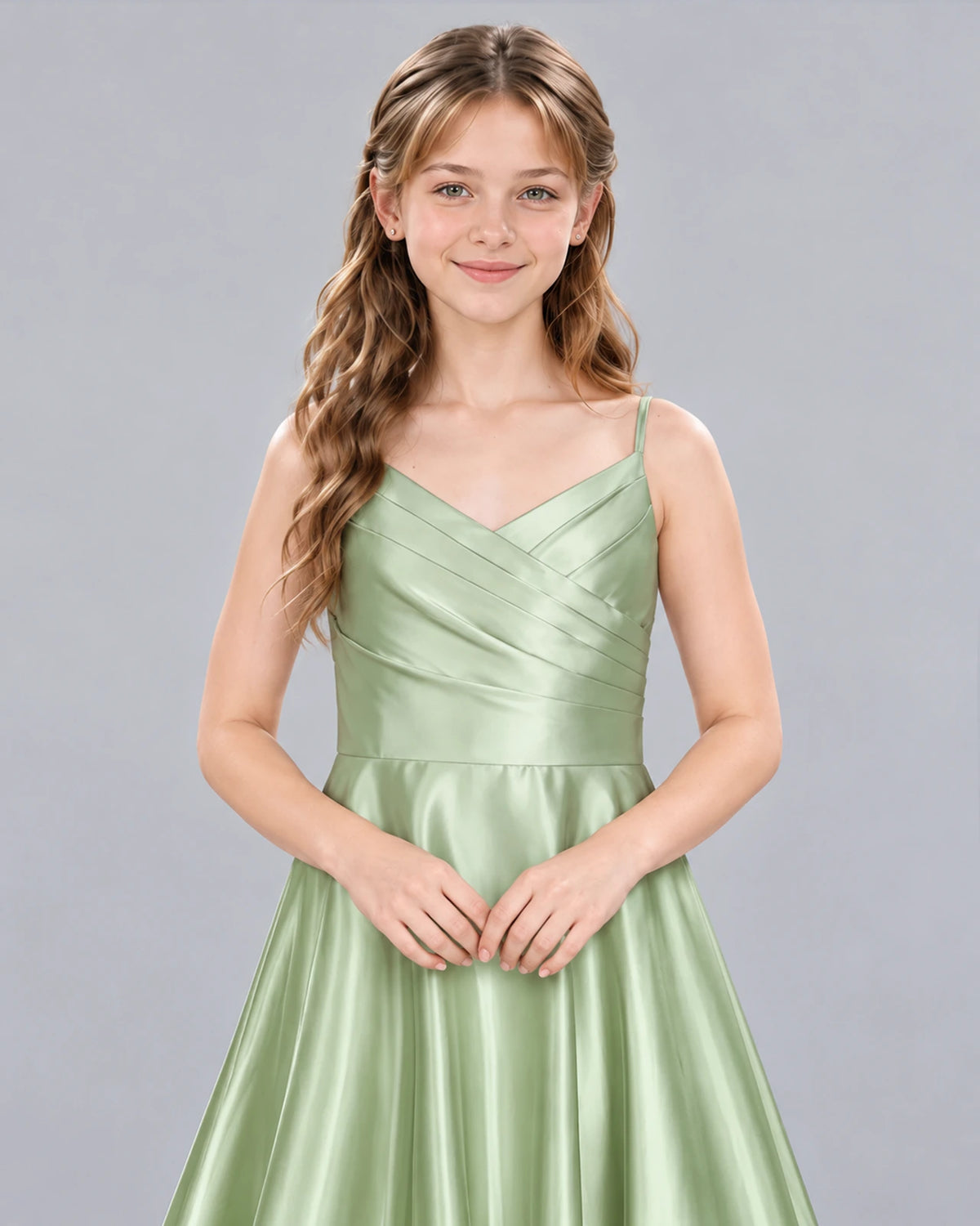 Sage Green A-line Junior Bridesmaid Dress Detail [Shared]