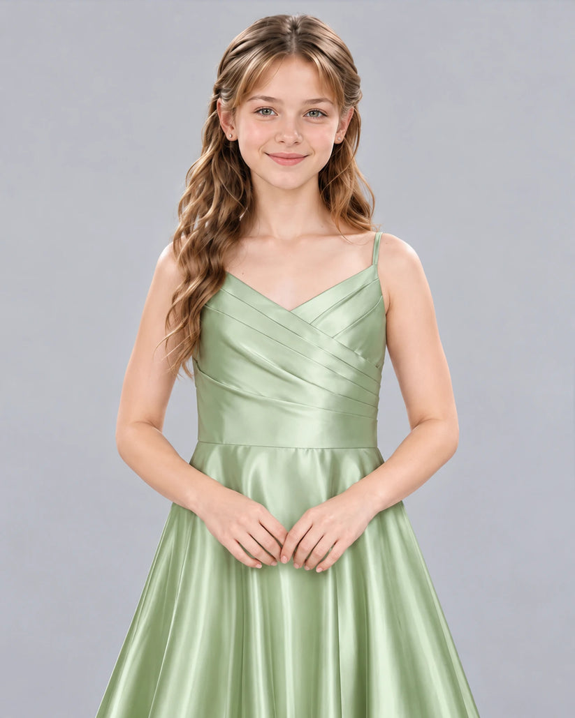 Sage Green A-line Junior Bridesmaid Dress Detail [Shared]