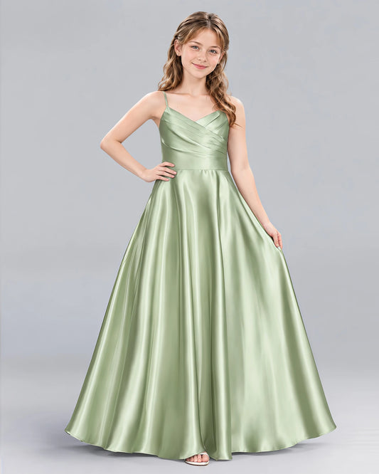 Sage Green A-line Junior Bridesmaid Dress Front