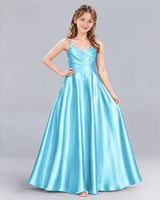 Sky Blue A-line Junior Bridesmaid Dress Front