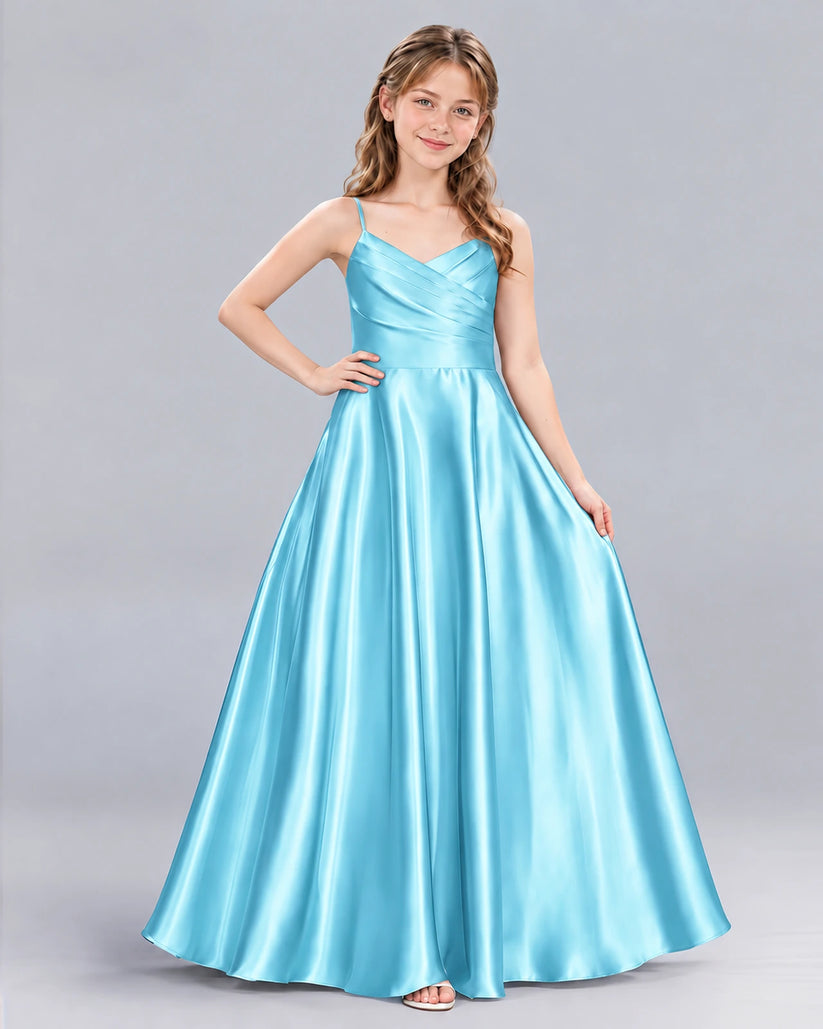 Sky Blue A-line Junior Bridesmaid Dress Front