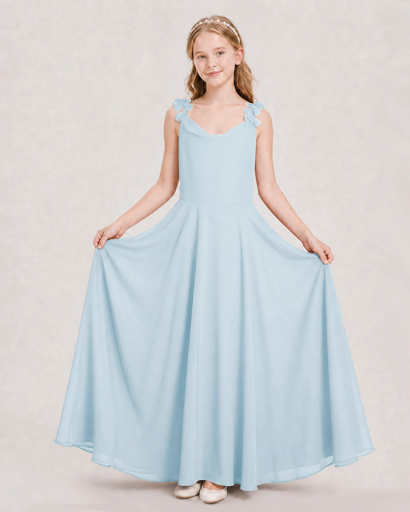 Baby Blue Ball Gown Junior Bridesmaid Dress Hem