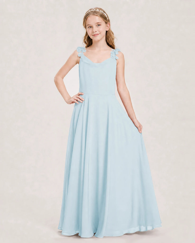 Baby Blue Ball Gown Junior Bridesmaid Dress Front