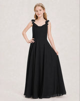 Black Ball Gown Junior Bridesmaid Dress Front